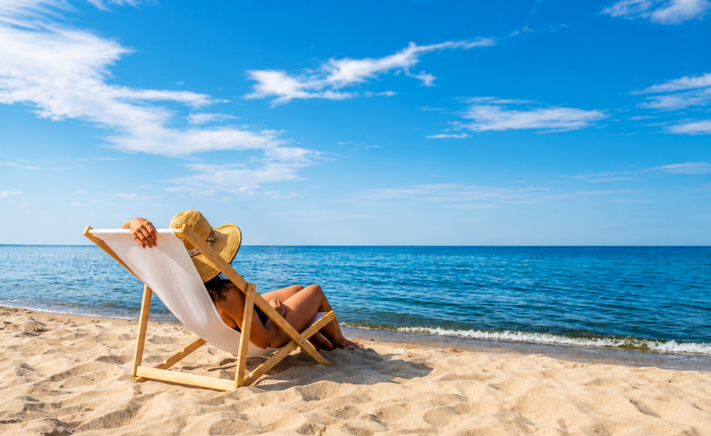 woman tanning on beach